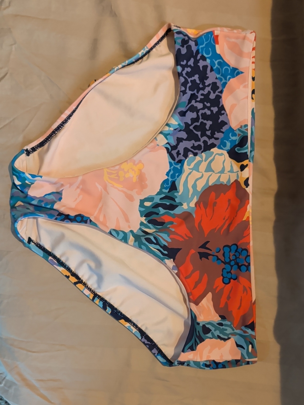 Athleta Floral Bikini Bottoms - Coral, Blue & Pink